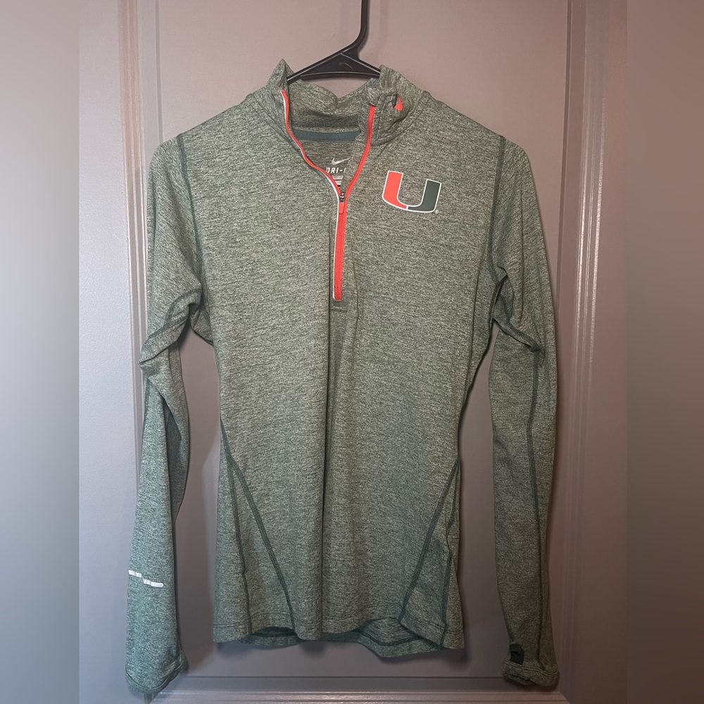 Nike Element Dri Fit University of Miami Long Sleeve Quarter Zip Shirt Size Smal